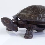 A cast-iron tortoise design mechanical shop bell, serial no. 559, working order, length 16cm