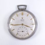 A rare Rolex Precision pocket watch, stainless steel case, with 17 ruby movement and subsidiary