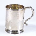 A George V silver pint mug, of plain cylindrical form, by Goldsmiths & Silversmiths Company Ltd,