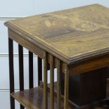 A late Victorian centre standing rosewood bookcase, with inlaid marquetry and banding, lacking