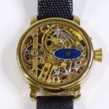 A Noble Design Hebdomas Legacy wristwatch, gold plated case, with mechanical movement and crystal