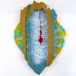 Anne North, mixed media wood/studio glass sculpture, Fjords, 24" x 17.5"