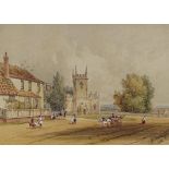 George Shepherd, 19th century watercolour, the village green, 1813, 8" x 11", framed