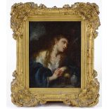 Manner of Guido Reni, 17th/18th century oil on canvas laid on panel, The Penitent Magdalene, 8.5"