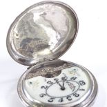 A steel cased open-face top-wind Waltham pocket watch, Arabic numerals with subsidiary seconds