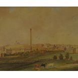 Henry Earp Snr, watercolour, industrial landscape, 10" x 18", framed