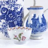 A large Worcester porcelain blue and white transfer decorated mug, height 15cm, a blue and white