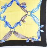 E Marinella Naples, unused silk scarf with bow design on yellow ground (RRP Â£300), 90cm x 90cm