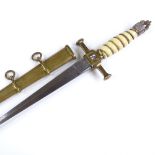 An Imperial German First War Period Navy presentation dagger, with Imperial gold mounted flag...