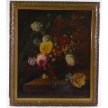 2 19th/20th century oils on canvas, still life flower studies