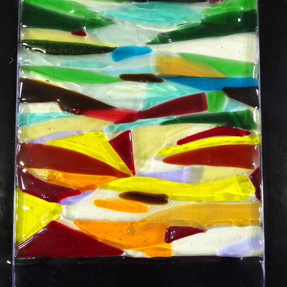 Studio coloured glass hanging sculpture, abstract composition, unsigned, 16" x 9" - Image 2 of 4