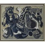 George Lilanga (1934 - 2005), etching, Makonde spirits, plate size 8" x 9.5", framed