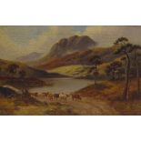 Sidney Yates Johnson, pair of oils on canvas, cattle in Highland landscapes, 1924, 12" x 24", framed