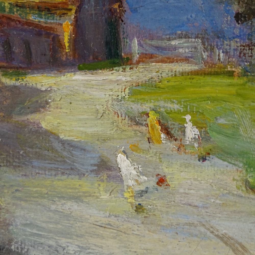 2 early 20th century oils on board, farmyard and river scenes, unsigned - Image 4 of 4