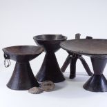 A group of African wood Tribal bowls etc