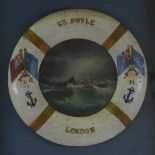 First War Period pair of sailor's oil paintings on board, depicting the steam ship SS Foyle, in