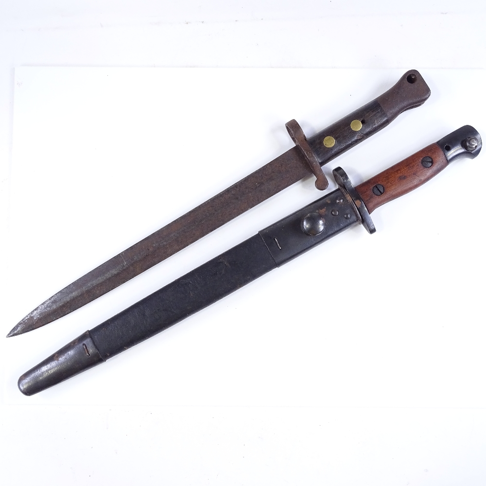 2 early 20th century sword bayonets, 1 with scabbard - Image 2 of 3