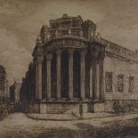 Herbert Finn, etching, Tivoli Corner - Bank of England, signed in pencil, plate size 19" x 26",