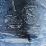 D Bracewell, acrylic on canvas, blue abstract composition, 48" x 30", framed