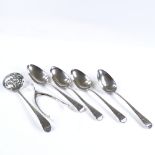 Various silver cutlery, including a small Georgian sifter spoon by Stephen Adams I, hallmarks London