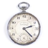 A Vintage Eberhard & Co Chronometre open-faced top-wind pocket watch, Continental silver-cased, with