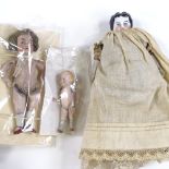 3 miniature French porcelain dolls