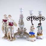 A pair of 19th century German porcelain harvest girl figures, height 20cm, a pair of porcelain