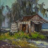 Colette Pope Heldner (1902 - 1990), oil on board, a Louisiana bayou, inscribed verso, 16" x 20",