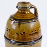 Mike Dodd (born 1943), studio pottery ash glaze bottle vase, with incised decoration, circa 1980s,