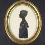 3 19th century hand painted and gilded silhouettes in original frames (3)