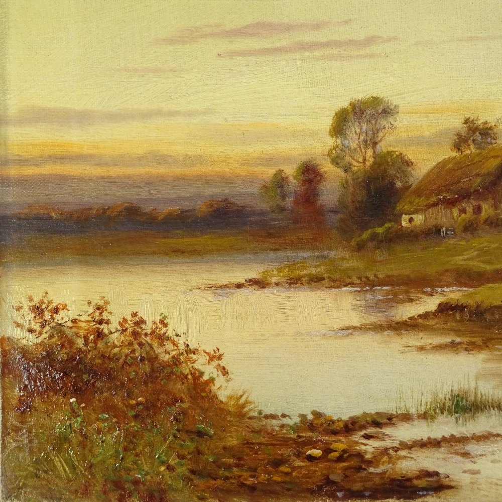 Sidney Yates Johnson, oil on canvas, cattle on river bank, 10" x 14", unframed - Image 3 of 4