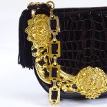 A Gianni Versace couture patent lizard skin evening bag with gilt-metal mounts, length 18cm