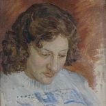 Mid-20th century British School, oil on canvas, portrait of a woman, unsigned, 18" x 14", framed