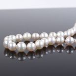 A single strand long opera cultured pearl necklace, with 14ct gold barrel clasp, length 36"