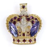 A Butler & Wilson stone set crown brooch, height 61.8mm, 41.6g