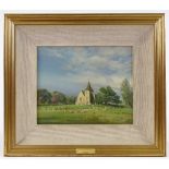 Frank Wootton (1911 - 1998), oil on canvas, Old Romney church, 1981, 10" x 12", framed,