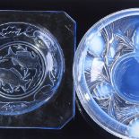 A moulded vaseline vase wheatsheaf design opalescent table centre bowl, no marks, diameter 25cm, and
