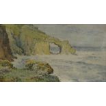Arthur Suker, watercolour, Cornish coastal scene, signed with monogram, 8" x 14", framed