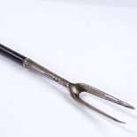 A rare Charles II silver-mounted toasting fork, circa 1670, with turned wood handle (possibly