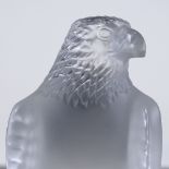 A Rene Lalique frosted glass eagle sculpture, engraved signature, height 12cm