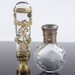 A Continental crystal-handled desk seal with cast gilt-metal mounts, length 9.5cm, and a Victorian