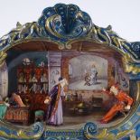 A large ornate 19th century pottery jardiniere of rectangular form, the front panel having an