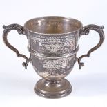 A late Victorian silver 2-handled trophy, for The Canterbury Club Diamond Jubilee Billiard Handicap,