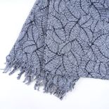 Beck Sondergaard, silk and wool large shawl with grey leaf pattern, 2.08m x 1m