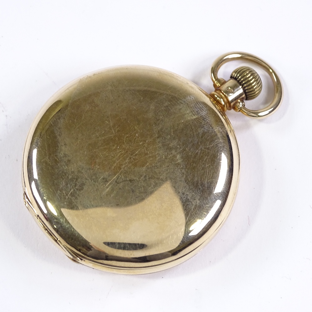 A 9ct gold Syren half hunter side-wind pocket watch, with Roman numeral hour markers and - Image 4 of 5