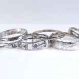 6 various silver bangles, including buckle design, 92g total