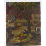 Rose Henriques (1877 - 1972), 3 oils on canvas and board, Second War Period London street scenes,
