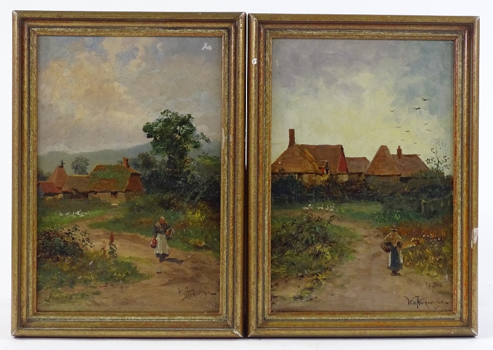 Will Anderson, pair of oils on board, rural scenes, 9" x 6", framed