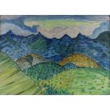 Vivien John, watercolour, extensive landscape, 1973, 21.5" x 30", framed