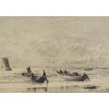 William Lionel Wyllie (1851 - 1931), etching, cobbles (Northumberland), signed in pencil, plate size
